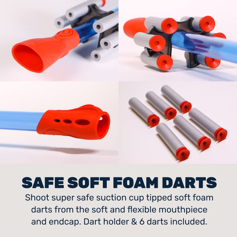 Mighty Fun! - Blow Darts Target Set - Classic Blowtube for Kids - Blow Dart Shooter, 6 Suction Cup Tipped Darts, Dart Holder and Bullseye Target - Ages 6+ - Image 4